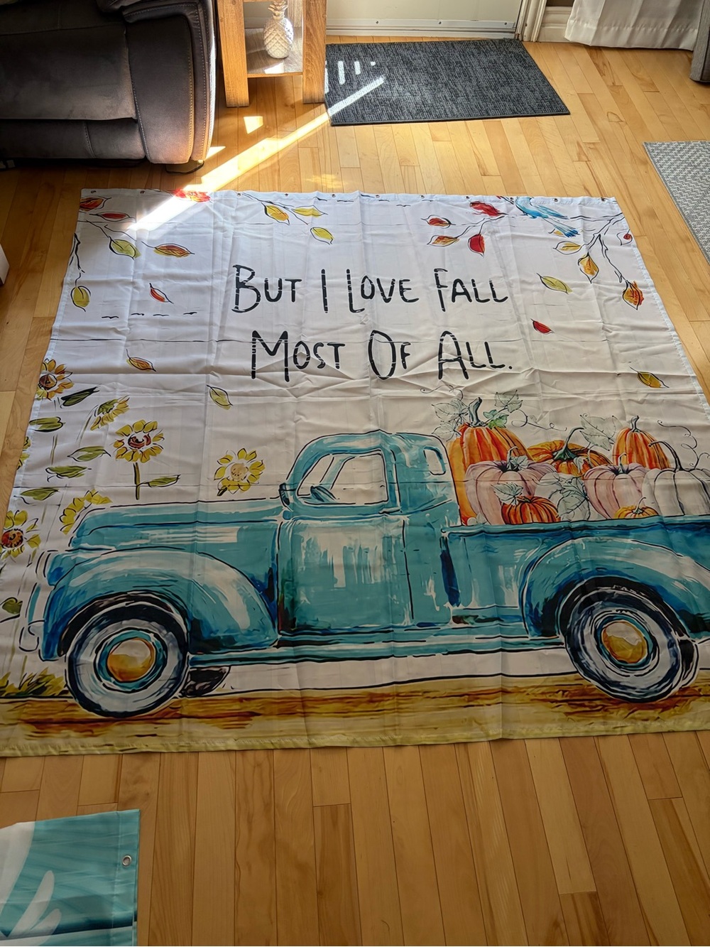 Fall truck shower curtain 6x6